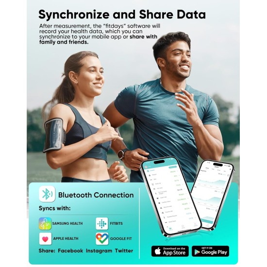 Body Fat Scales, Smart Scales for Body Weight & Fat - Digital BMI 20 Body Composition Scale with App, Measures Muscle Mass, Visceral Fat, Hydration Level - 180kg Capacity