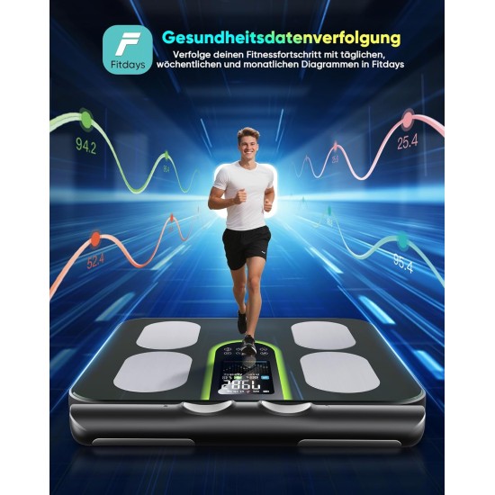 LETRON Scales for Body Weight, Digital Body Fat Scales with 8 Electrodes, 58 Body Datas Smart Scales with App, Bluetooth Full Body Composition Scale for BMI, Muscle Mass, BMR, Large LCD Display, 180kg/400lb