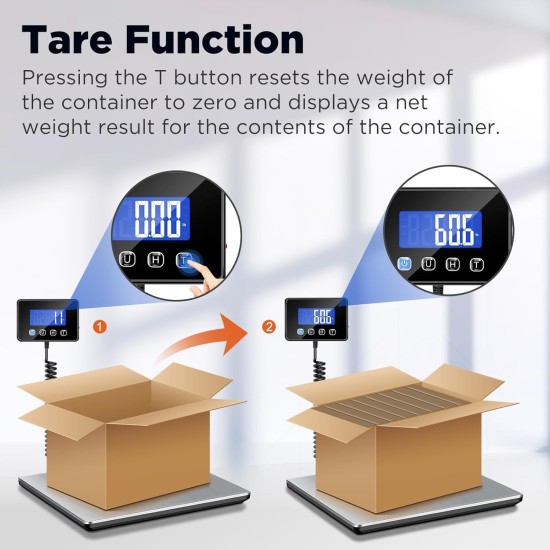 Postal Scales, 660lb/1oz High Precision LCD Display Parcel Scales, Parcel Weighing Scales with Hold and Tare Function for Luggage, Package, Warehouse, 2 AAA Batteries and Charging Cable Included