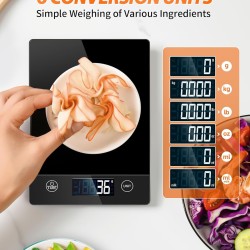 Digital Kitchen Scale, 10kg Stylish Glass Food Scale with Touch Button Operation, 1g High Accuracy and Tare Function, Ideal for Home and Culinary Use, Black (Batteries Included)