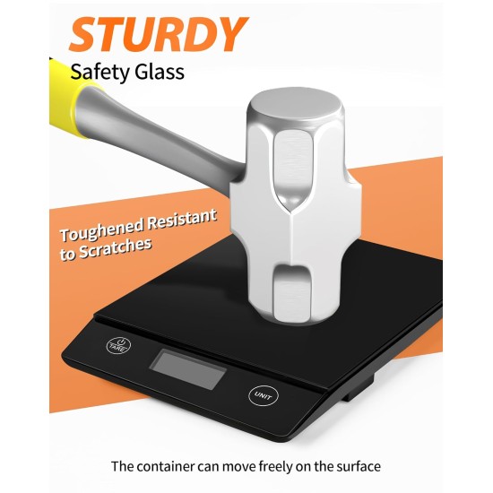 Digital Kitchen Scale, 10kg Stylish Glass Food Scale with Touch Button Operation, 1g High Accuracy and Tare Function, Ideal for Home and Culinary Use, Black (Batteries Included)