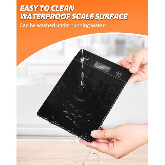 Digital Kitchen Scale, 10kg Stylish Glass Food Scale with Touch Button Operation, 1g High Accuracy and Tare Function, Ideal for Home and Culinary Use, Black (Batteries Included)