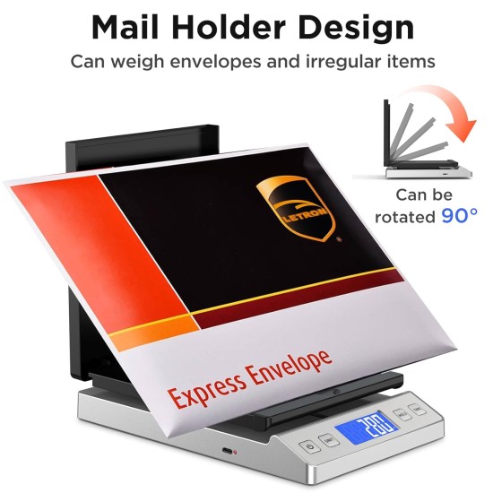 Letron Postal Scales, 66lb/30kg High Accuracy Digital Parcel Scales with Hold & Tare Function, Filp-up Postage Scales for Packages, Letters, Home, Office Use (Incl Charging Cable, 2 AAA Batteries)