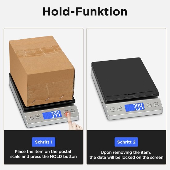 Letron Postal Scales, 66lb/30kg High Accuracy Digital Parcel Scales with Hold & Tare Function, Filp-up Postage Scales for Packages, Letters, Home, Office Use (Incl Charging Cable, 2 AAA Batteries)