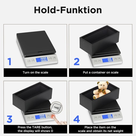 Letron Postal Scales, 66lb/30kg High Accuracy Digital Parcel Scales with Hold & Tare Function, Filp-up Postage Scales for Packages, Letters, Home, Office Use (Incl Charging Cable, 2 AAA Batteries)